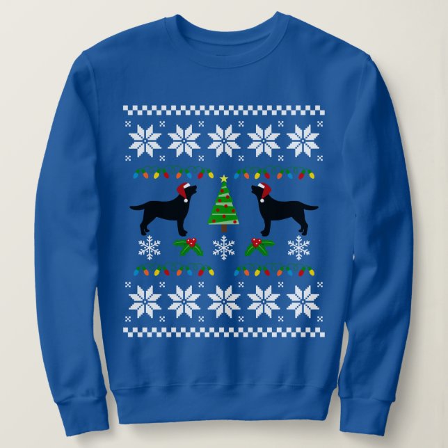 Two Black Labradors Santa Christmas Pattern Sweatshirt (Design Front)