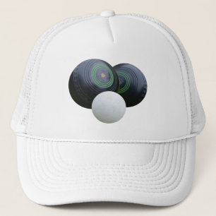 Two Black Lawn Bowls And Jack, Trucker Hat