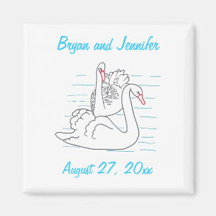 Two Black Swans Drawing Save the date Magnets