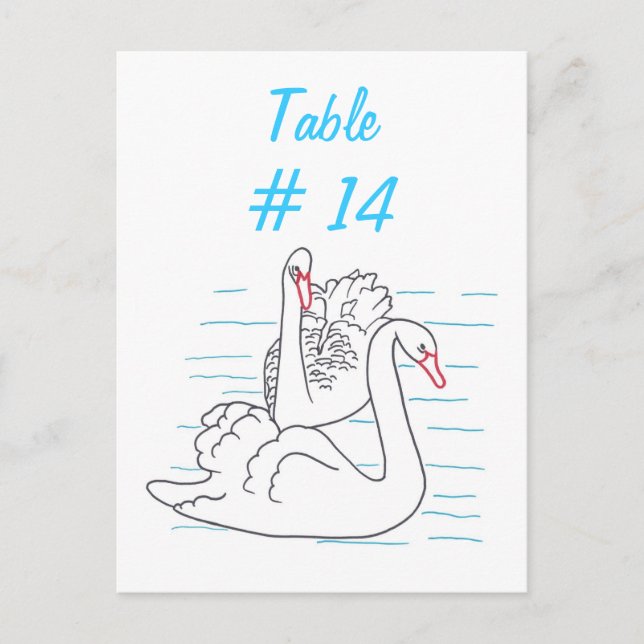 Two Black Swans Drawing Table Number Postcards (Front)