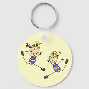 Two Blonde Girl Gymnast Tshirts and Gifts Key Ring