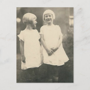 Two blonde sisters postcard