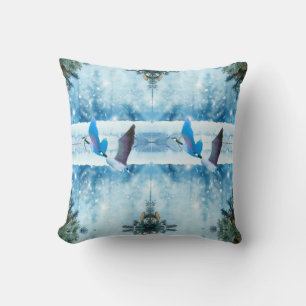 Two Blue Christmas Geese Pillow