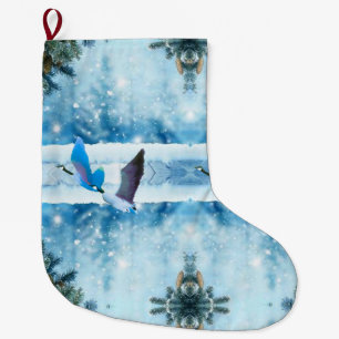 Two Blue Christmas Geese Stockings