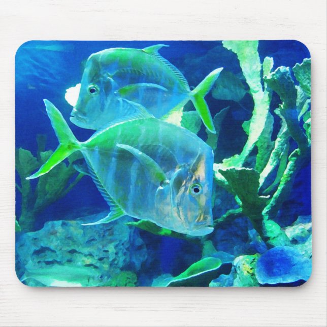 Two Blue Fish Mouse Pad (Front)
