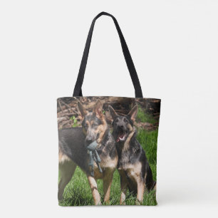 Two Blue German Shepherd Dogs Tote Bag