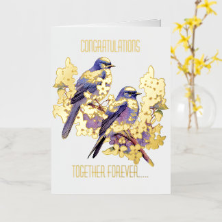 Two Bluebirds Love Wedding  Foil Greeting Card