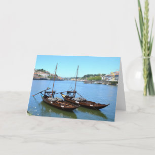 Two boats on the River Douro, Portugal Holiday Card