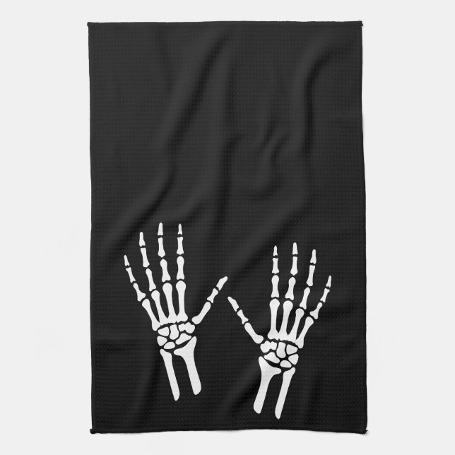 Two Bony Skeleton Hands  Tea Towel (Vertical)