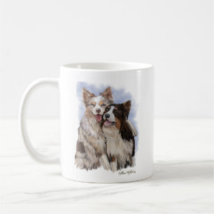 Two Border Collie Buddies cartoon Coffee Mug