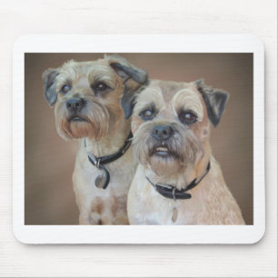 Two Border terriers Mouse Pad