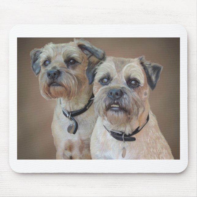 Two Border terriers Mouse Pad (Front)