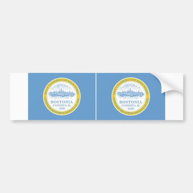 TWO Boston Flag Bumper Sticker (Front)