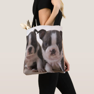 Two Boston Terrier Puppies Tote Bag