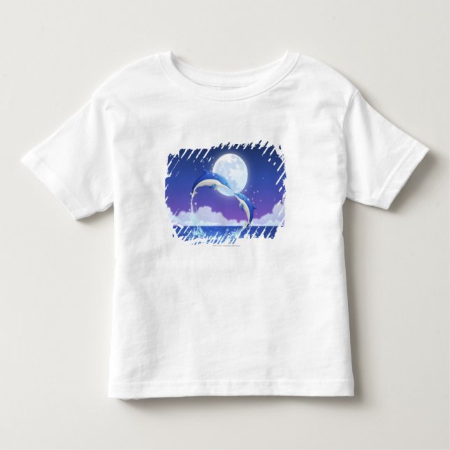 Two bottle-nosed dolphins jumping out of water toddler T-Shirt (Front)
