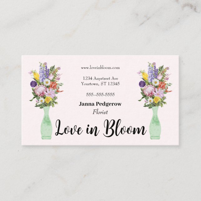 Two Bouquets Florist Business Card (Front)