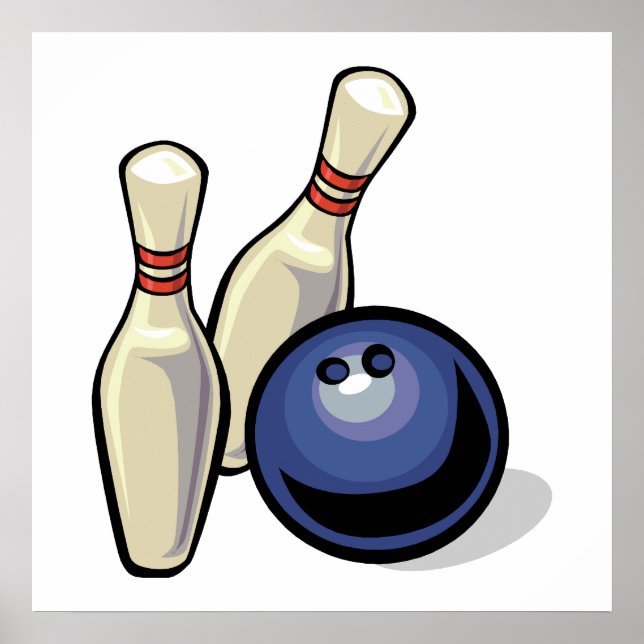 two bowling pins and bowling ball design poster (Front)