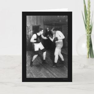 Two Boxers, Jeffries and Berger, Sparring 1909 Card