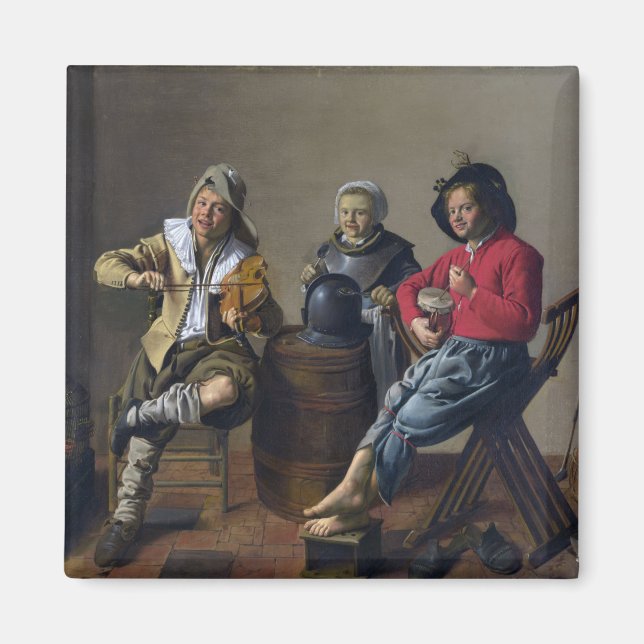 Two Boys and a Girl Making Music (Musicians) Magnet (Front)