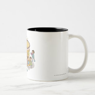 Two boys and three girls in a birthday party Two-Tone coffee mug