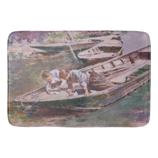 Two Boys in a Boat (by Theodore Robinson) Bath Mat (Front)