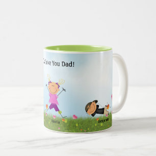 Two Boys One Girl Stick Kids Father's Day Mug