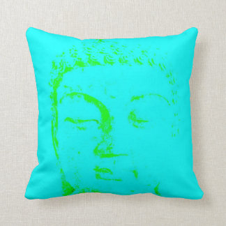Two Branching Out buddha face turquoise and gold Cushion