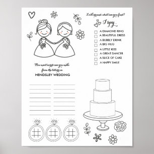 Two Bride Gay Wedding Word Game Activity Page Poster