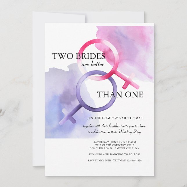 Two Brides are Better than One Wedding Invitation (Front)