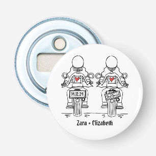 Two Brides Biker Motorcycle Wedding Favour Bottle Opener