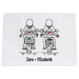 Two Brides Biker Motorcycle Wedding Large Gift Bag