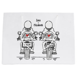 Two Brides Biker Motorcycle Wedding Large Gift Bag