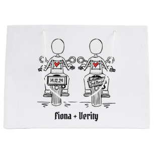 Two Brides Biker Motorcycle Wedding Large Gift Bag