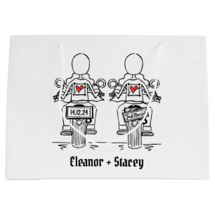 Two Brides Biker Motorcycle Wedding Large Gift Bag