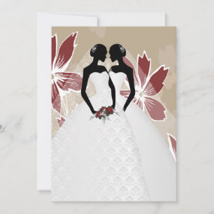 Two Brides In Bridal Gowns Wedding Invitation