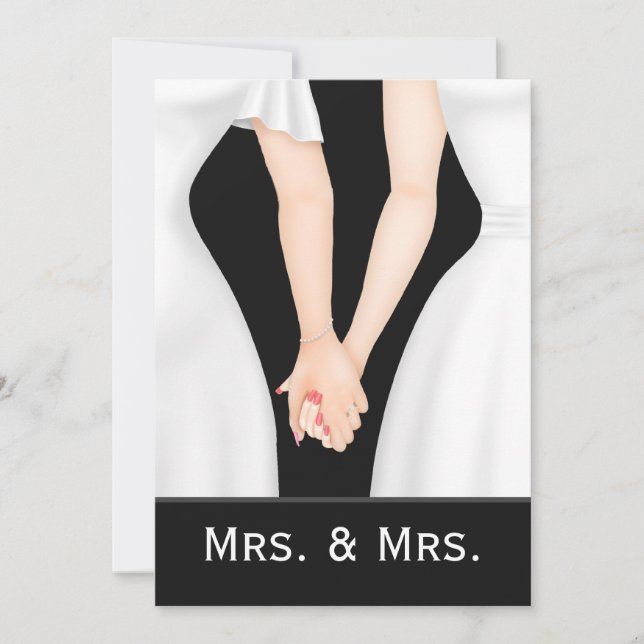 Two Brides In Dresses Lesbian Wedding Invitation (Front)
