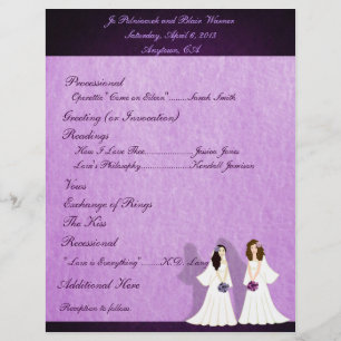 Two Brides Lesbian Wedding Custom Programs