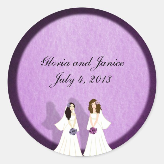 Two Brides Lesbian Wedding Custom Stickers (Front)