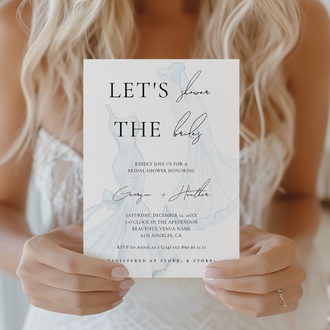 Two Brides LGBTQ Watercolor Dress Bridal Shower Invitation (Creator Uploaded)