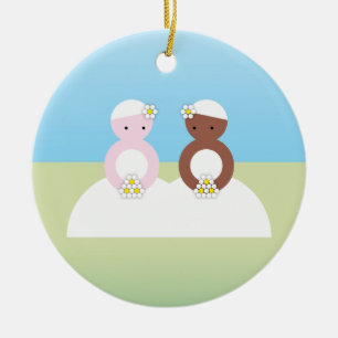 Two brides one caucasian ceramic tree decoration