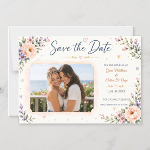 Two Brides Photo Save the Date Magnetic Invitation
