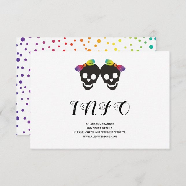 Two brides rainbow colours confetti lesbian weddin enclosure card (Front/Back)