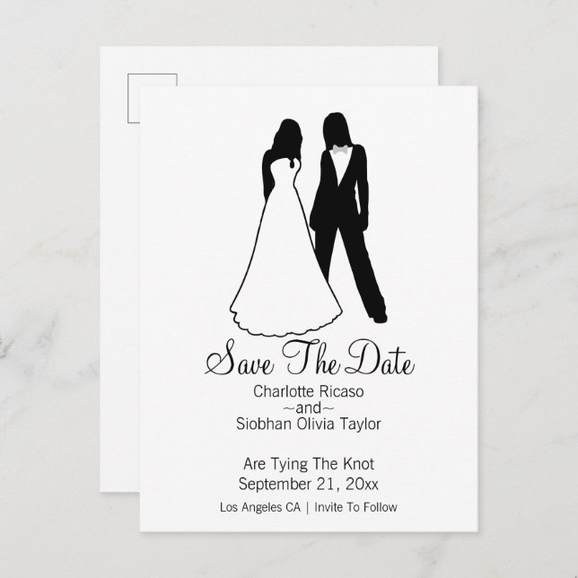Two Brides Save The Date Wedding Announcement Postcard (Front/Back)