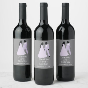 Two Brides Save The Date Wedding Wine Label