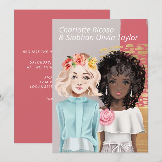 Two Brides Wedding Invitation (Front/Back)