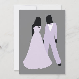 Two Brides Wedding (Lilac And Grey) Invitation