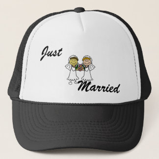 Two Brides with Flowers - Interracial Asian Trucker Hat