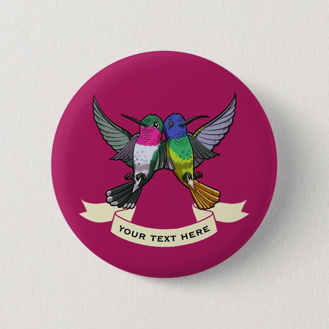 Two Brightly Coloured Hovering Hummingbirds 6 Cm Round Badge (Front)