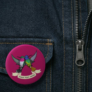 Two Brightly Coloured Hovering Hummingbirds 6 Cm Round Badge