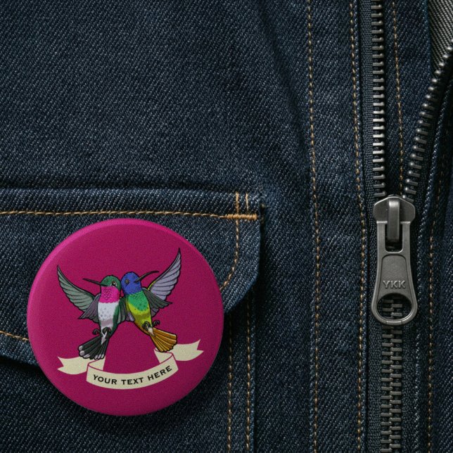 Two Brightly Coloured Hovering Hummingbirds 6 Cm Round Badge (Creator Uploaded)